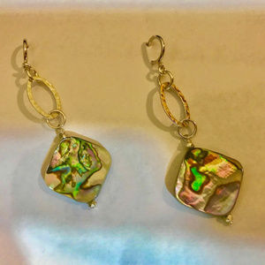 Earrings, Abalone Shell, 14Kt.Gold filled,